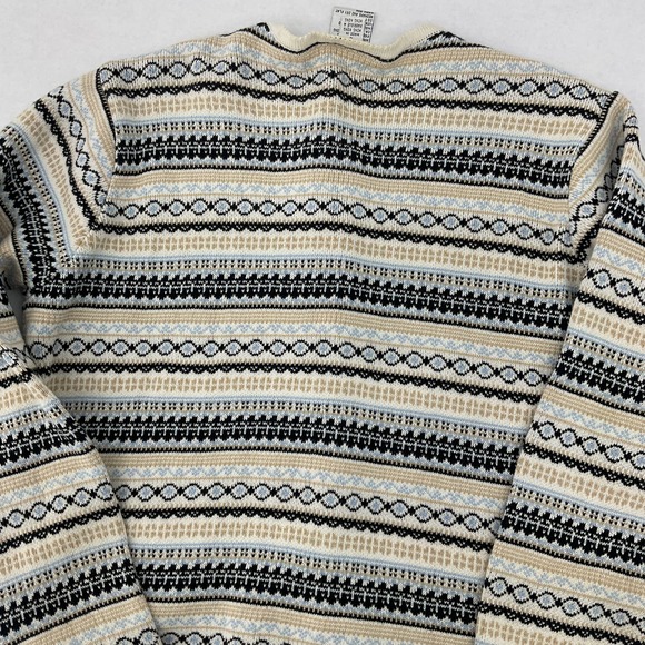 Talbots Beige Cotton Cream Black Light Blue Knitted Cardigan Sweater Womens S - Picture 4 of 8